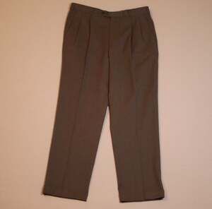 Kirkland Signature 100% Wool Men's Pleated Dress Pants, Brown, Size 36x32